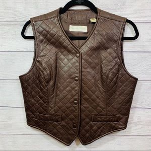 Dana Buchman Vintage Brown Leather Vest • Size 8